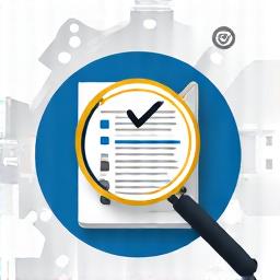 Magnifying glass over a document with a checkmark icon